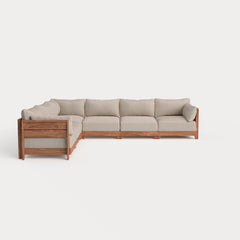 Dwell™ Modular Teak Outdoor 6-Seater L-Sectional | Classic Canvas in Sand