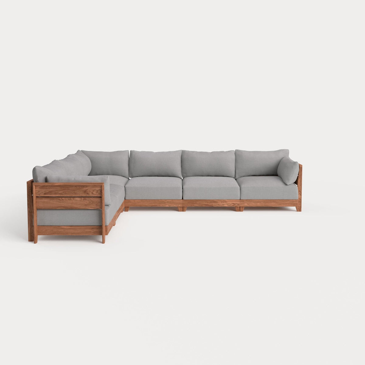 Dwell™ Modular Teak Outdoor 6-Seater L-Sectional | Classic Canvas in Stone Gray