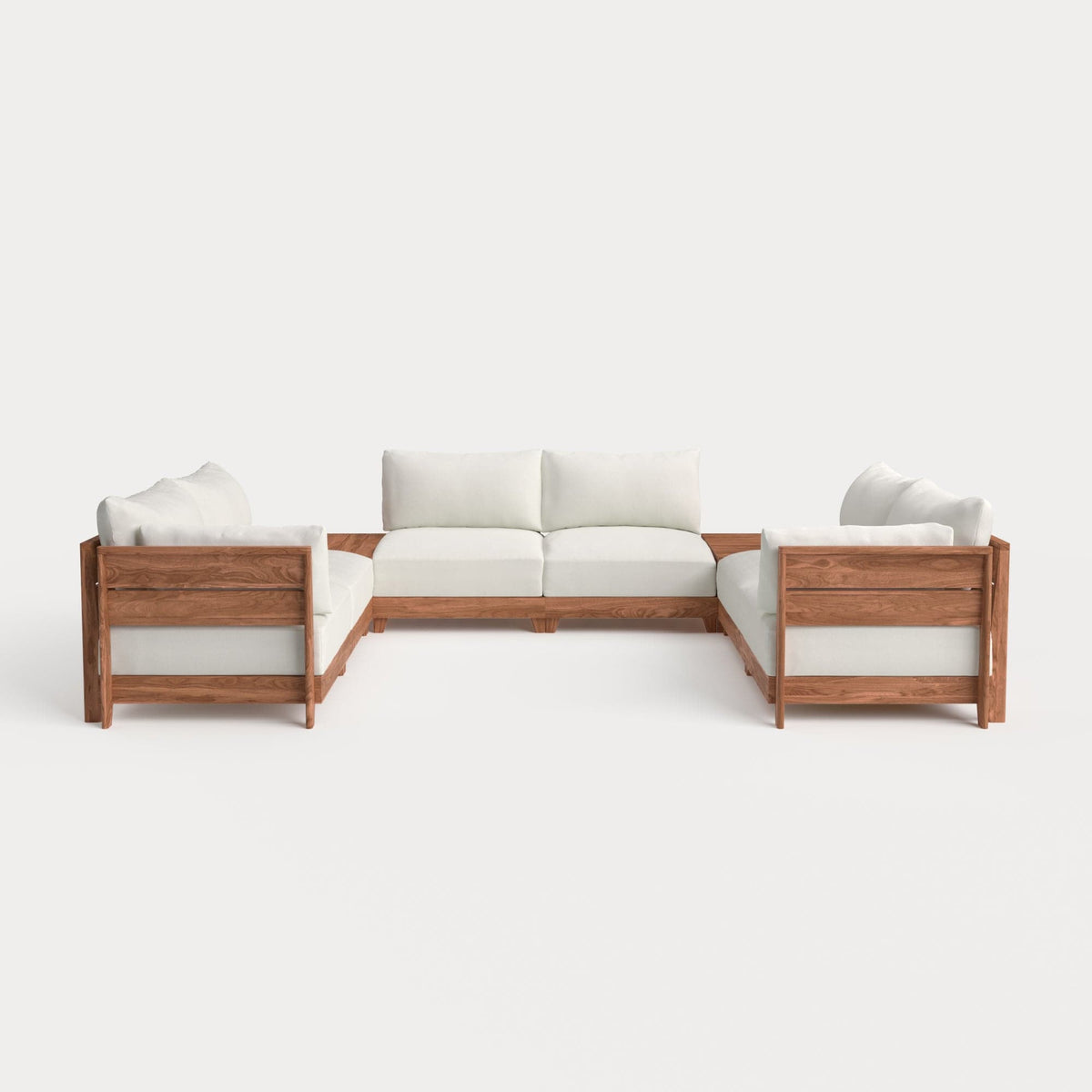 Dwell™ Modular Teak Outdoor 6-Seater U-Sectional + Storage Coffee Tables | Classic Canvas in Cloud