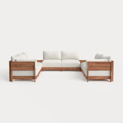 Dwell™ Modular Teak Outdoor 6-Seater U-Sectional + Storage Coffee Tables | Classic Canvas in Cloud