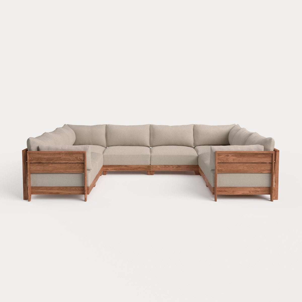 Dwell™ Modular Teak Outdoor 8-Seater U-Sectional | Classic Canvas in Sand