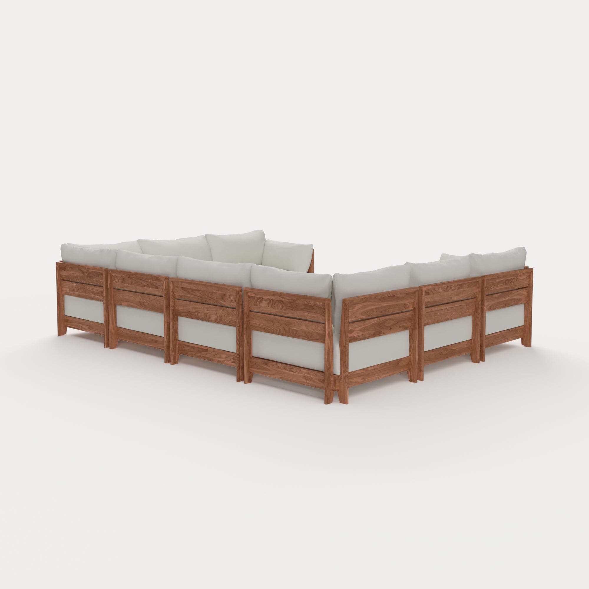Dwell™ Modular Teak Outdoor 8-Seater U-Sectional | Classic Canvas in Cloud
