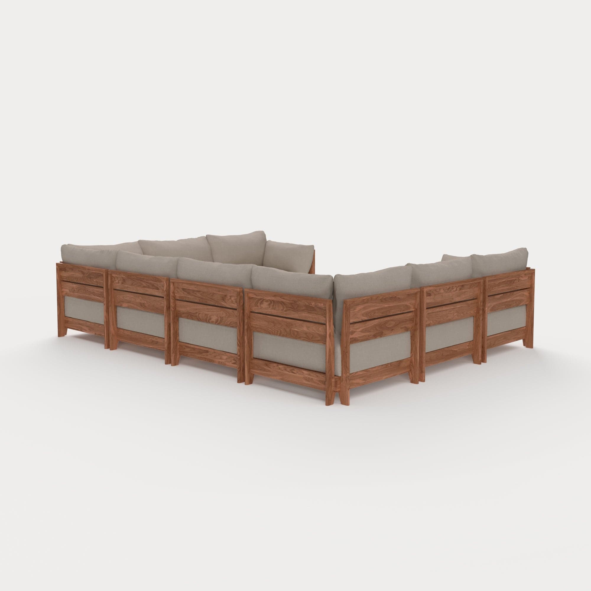 Dwell™ Modular Teak Outdoor 8-Seater U-Sectional | Classic Canvas in Sand