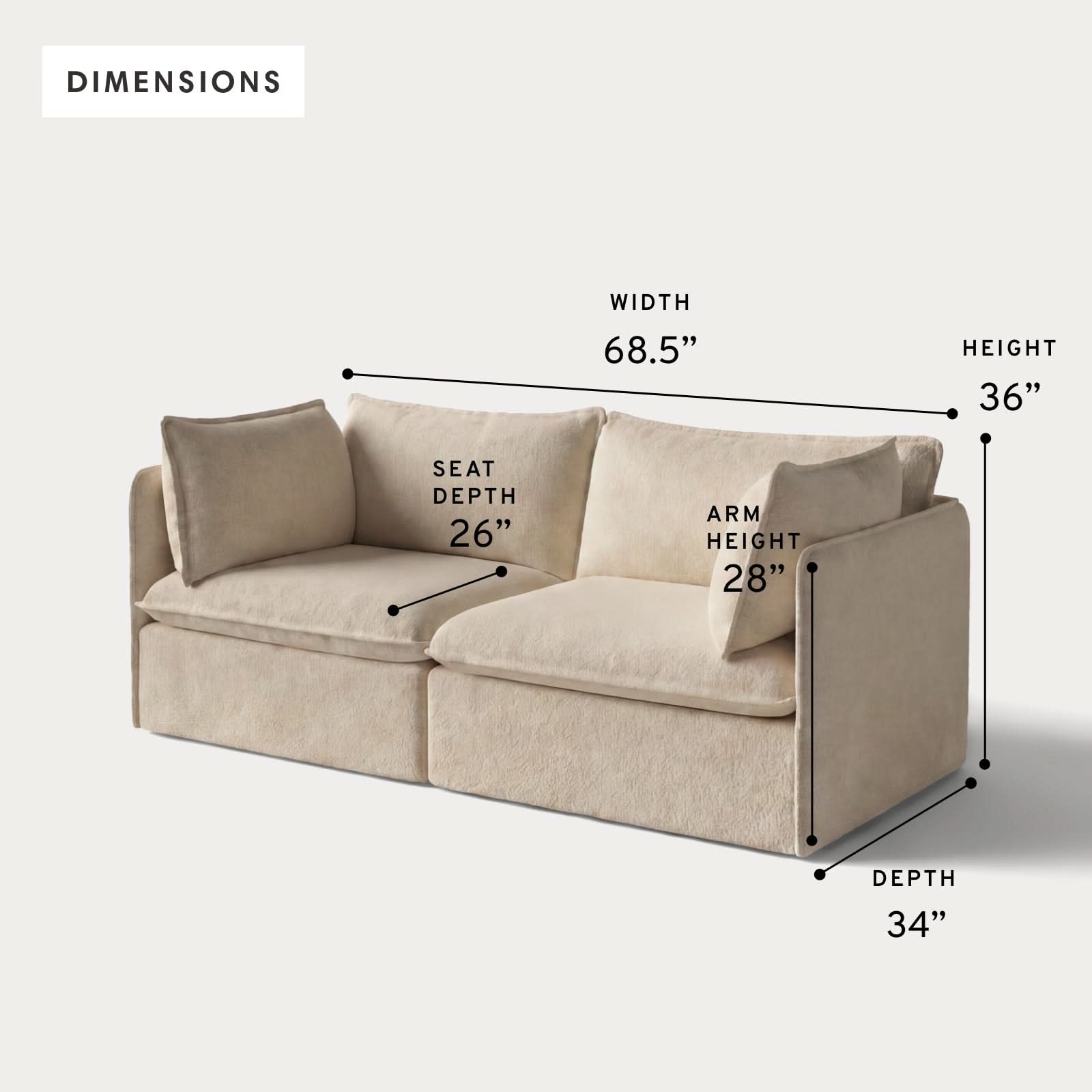 Modular Outdoor Washable 2-Seater | Alfresco Boucle in Cashew