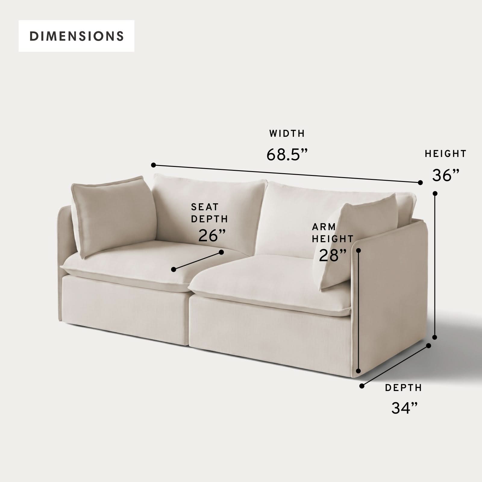 Modular Outdoor Washable 2-Seater | Nano Slubweave in Chai