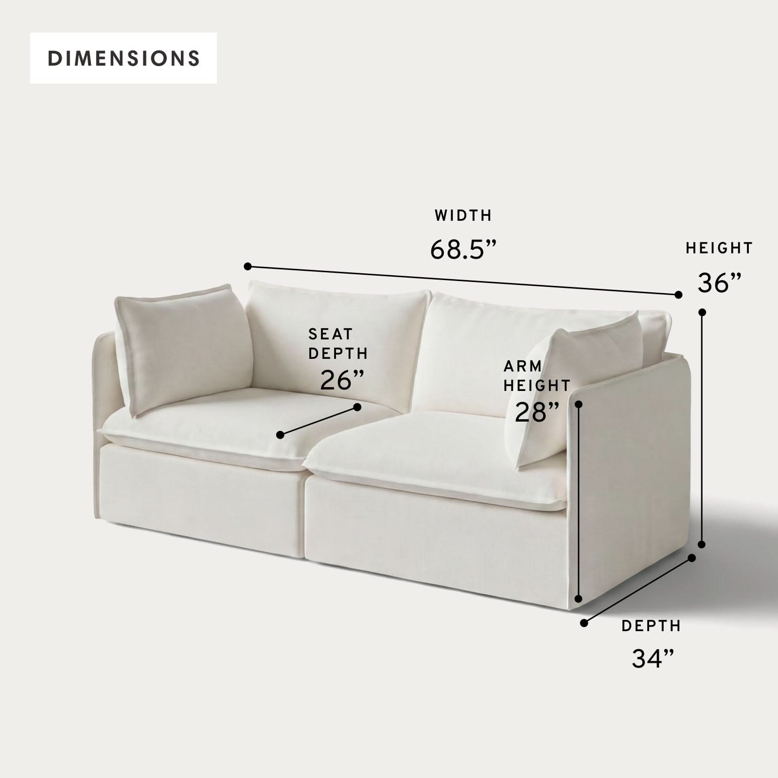 Modular Outdoor Washable 2-Seater | Classic Canvas in Cloud