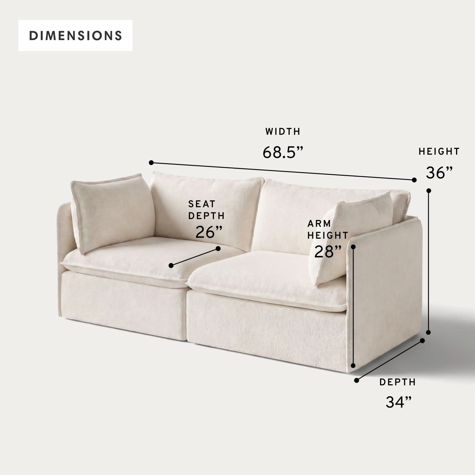Modular Outdoor Washable 2-Seater | Alfresco Boucle in Creme