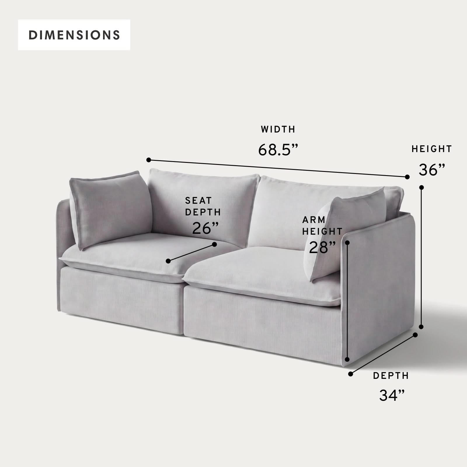 Modular Outdoor Washable 2-Seater | Nano Slubweave in Mist