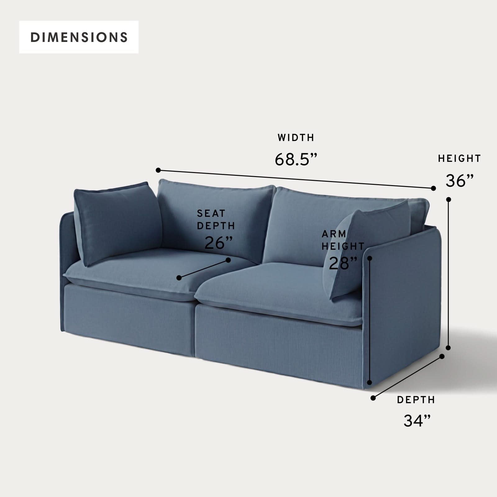 Modular Outdoor Washable 2-Seater | Classic Canvas in Ocean