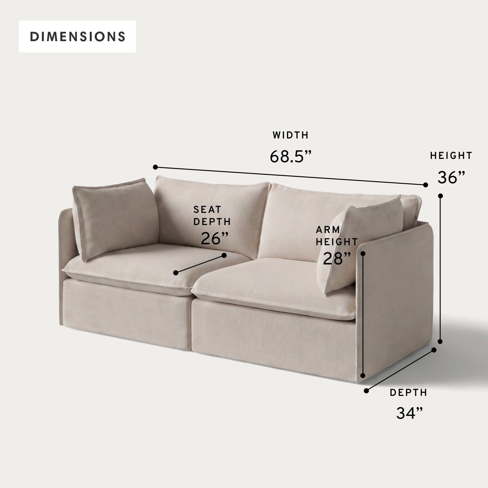 Modular Outdoor Washable 2-Seater | Classic Canvas in Sand