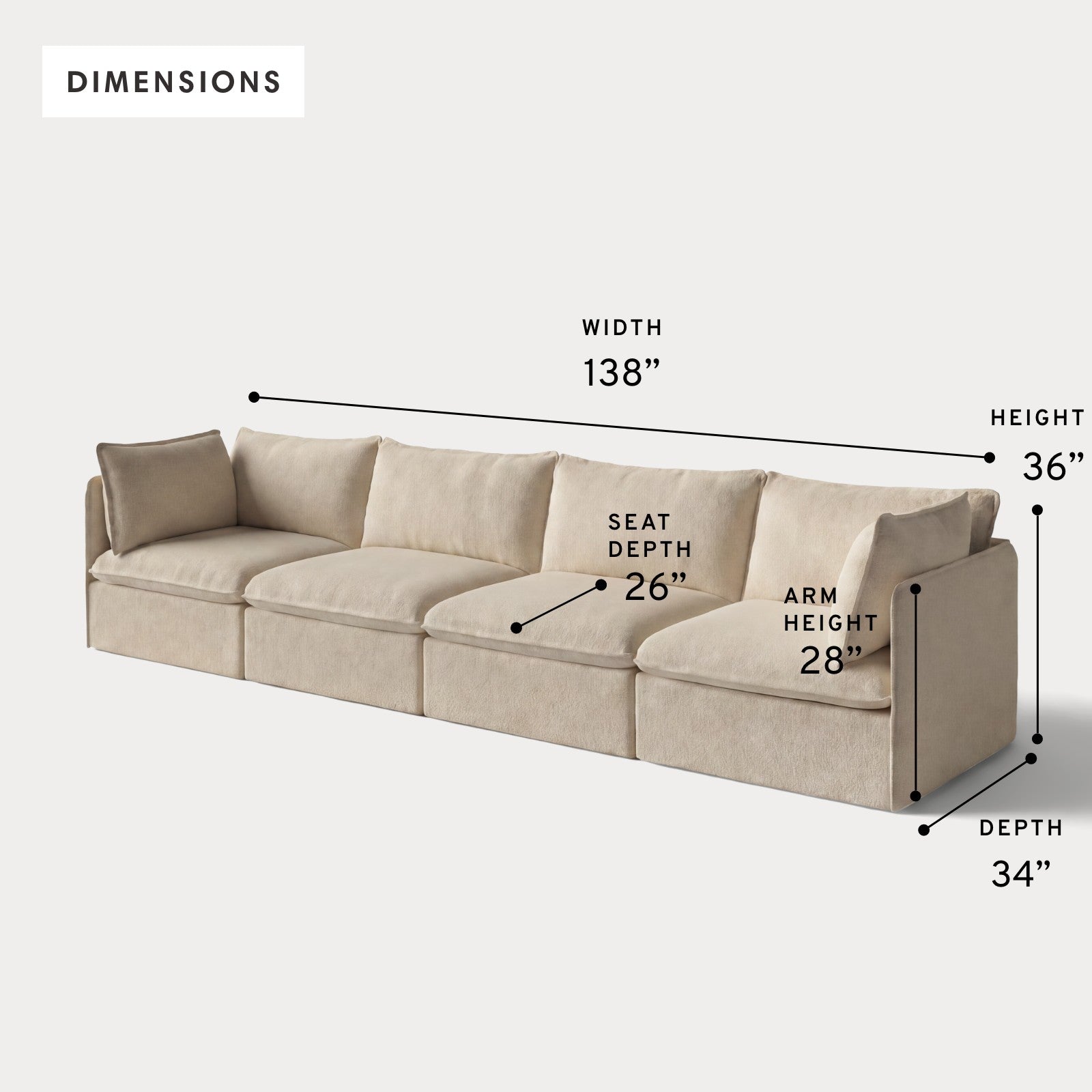 Modular Outdoor Washable 4-Seater | Alfresco Boucle in Cashew