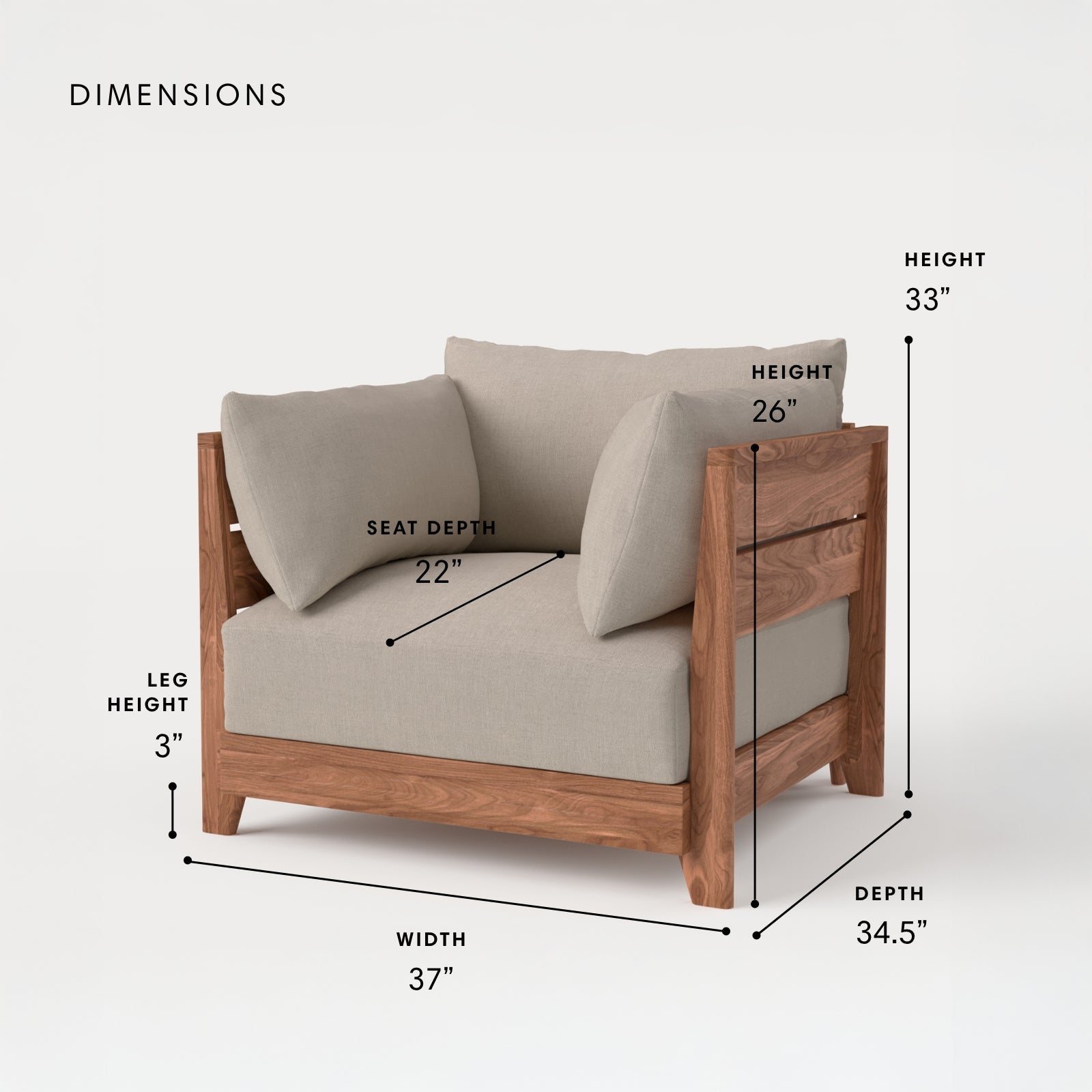 Dwell™ Modular Teak Outdoor Armchair | Classic Canvas in Sand