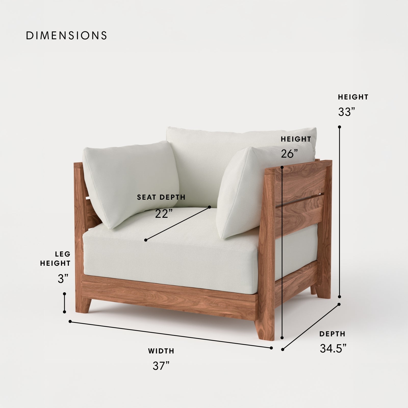 Dwell™ Modular Teak Outdoor Armchair Set | Classic Canvas in Cloud
