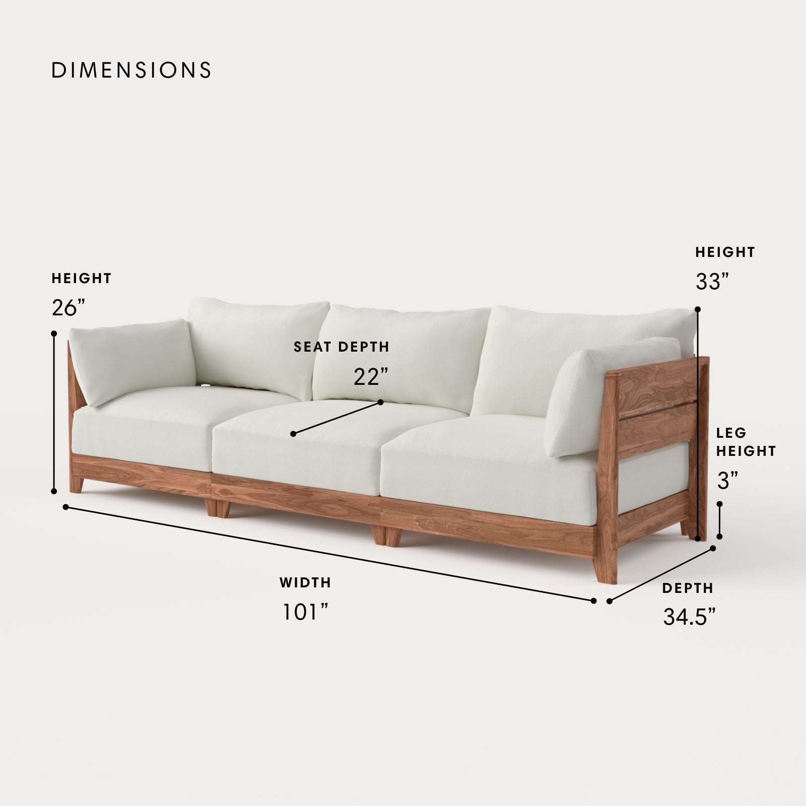 Dwell™ Modular Teak Outdoor Sofa | Classic Canvas in Cloud