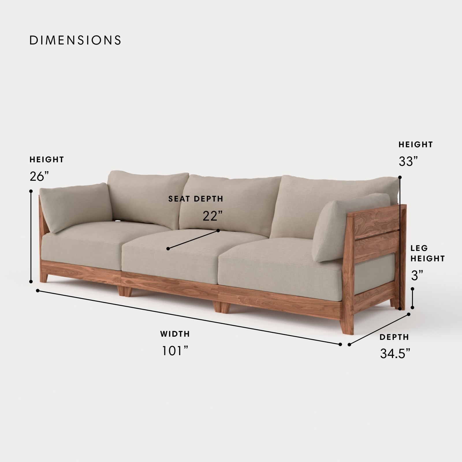 Dwell™ Modular Teak Outdoor Sofa | Classic Canvas in Sand