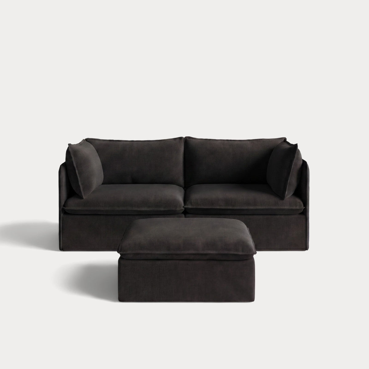 Modular Outdoor Washable 2-Seater + Ottoman | Classic Canvas in Charcoal