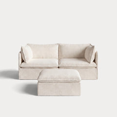 Modular Outdoor Washable 2-Seater + Ottoman | Alfresco Boucle in Creme