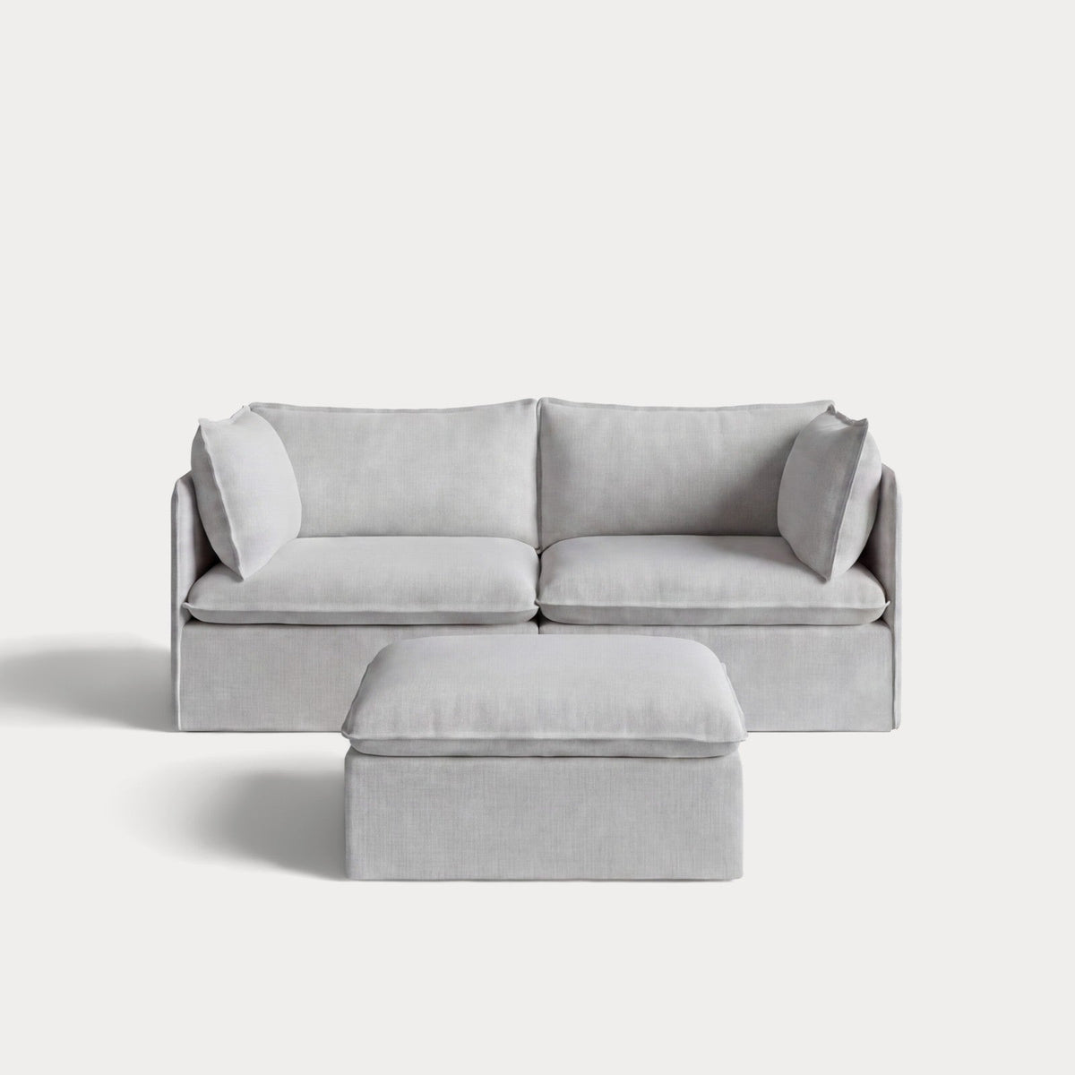 Modular Outdoor Washable 2-Seater + Ottoman | Nano Slubweave in Mist