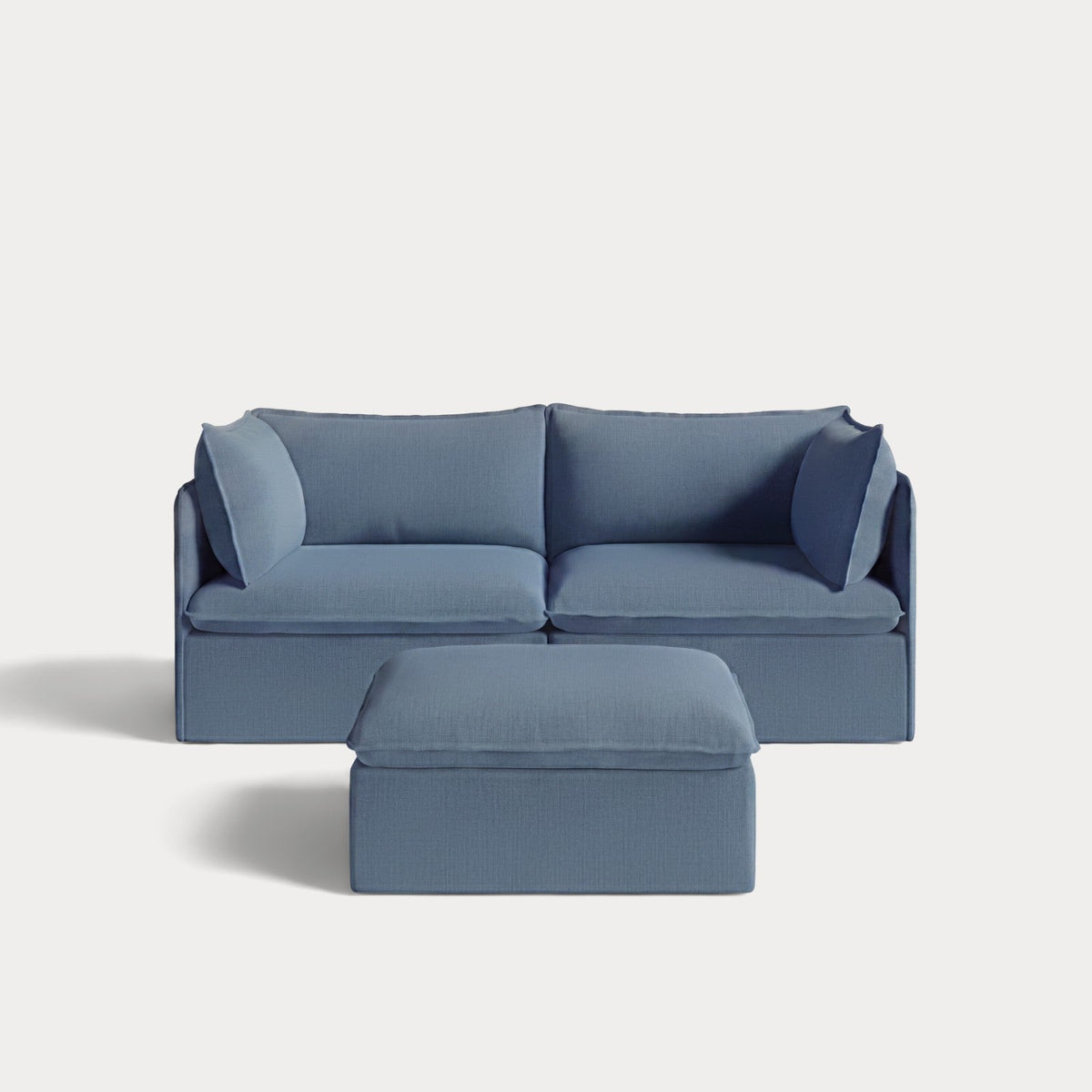 Modular Outdoor Washable 2-Seater + Ottoman | Classic Canvas in Ocean