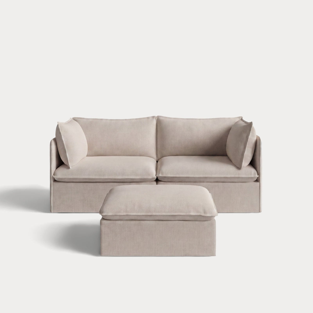 Modular Outdoor Washable 2-Seater + Ottoman | Classic Canvas in Sand