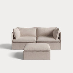 Modular Outdoor Washable 2-Seater + Ottoman | Classic Canvas in Sand