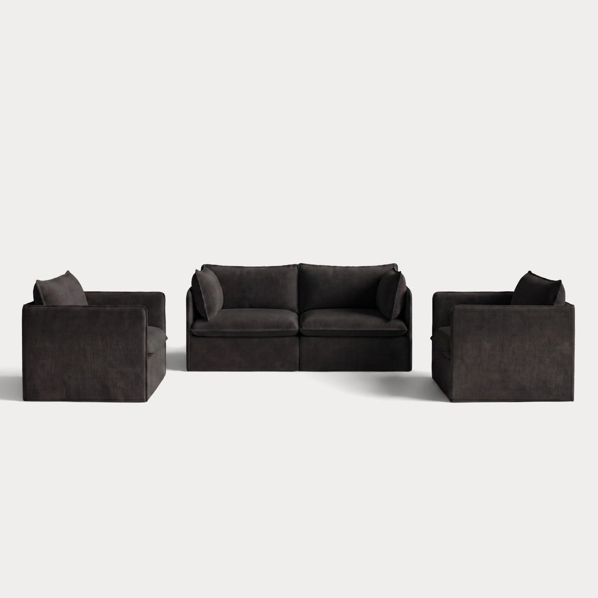 Modular Outdoor Washable 2-Seater Sofa + Armchair Set | Classic Canvas in Charcoal
