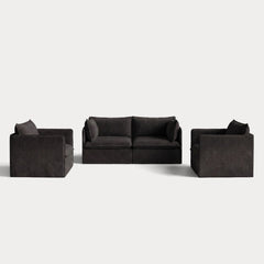 Modular Outdoor Washable 2-Seater Sofa + Armchair Set | Classic Canvas in Charcoal