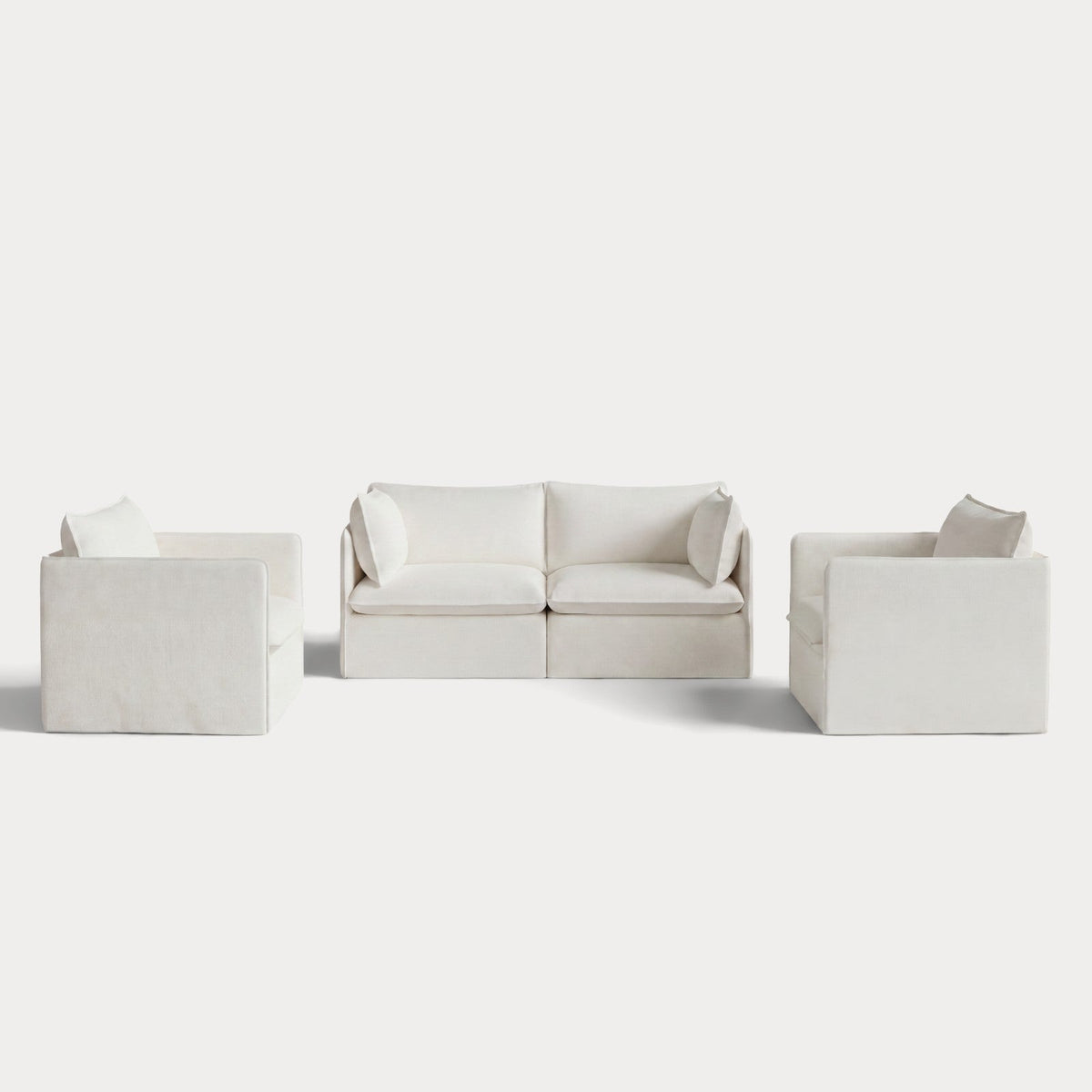 Modular Outdoor Washable 2-Seater Sofa + Armchair Set | Classic Canvas in Cloud