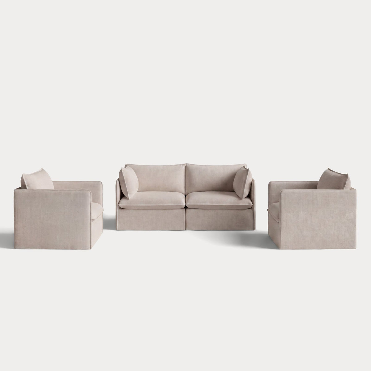Modular Outdoor Washable 2-Seater Sofa + Armchair Set | Classic Canvas in Sand