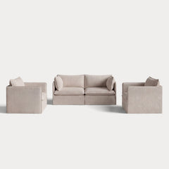 Modular Outdoor Washable 2-Seater Sofa + Armchair Set | Classic Canvas in Sand