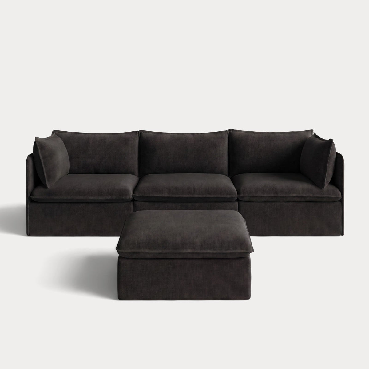 Modular Outdoor Washable 3-Seater + Ottoman | Classic Canvas in Charcoal