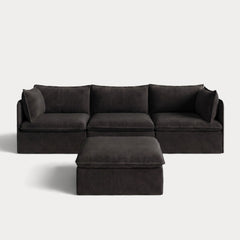 Modular Outdoor Washable 3-Seater + Ottoman | Classic Canvas in Charcoal