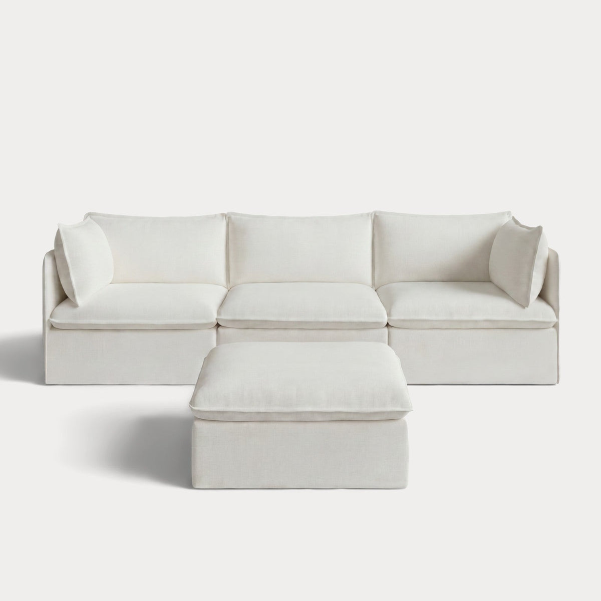 Modular Outdoor Washable 3-Seater + Ottoman | Classic Canvas in Cloud