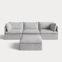 Modular Outdoor Washable 3-Seater + Ottoman | Nano Slubweave in Mist