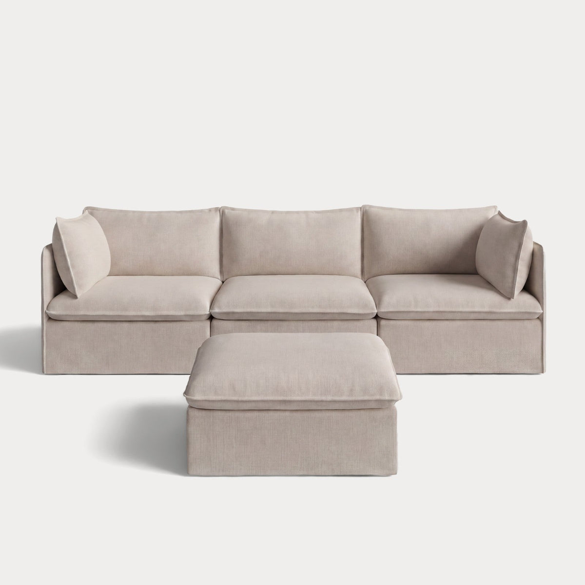 Modular Outdoor Washable 3-Seater + Ottoman | Classic Canvas in Sand