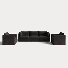 Modular Outdoor Washable 3-Seater Sofa + Armchair Set | Classic Canvas in Charcoal