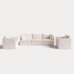 Modular Outdoor Washable 3-Seater Sofa + Armchair Set | Alfresco Boucle in Creme