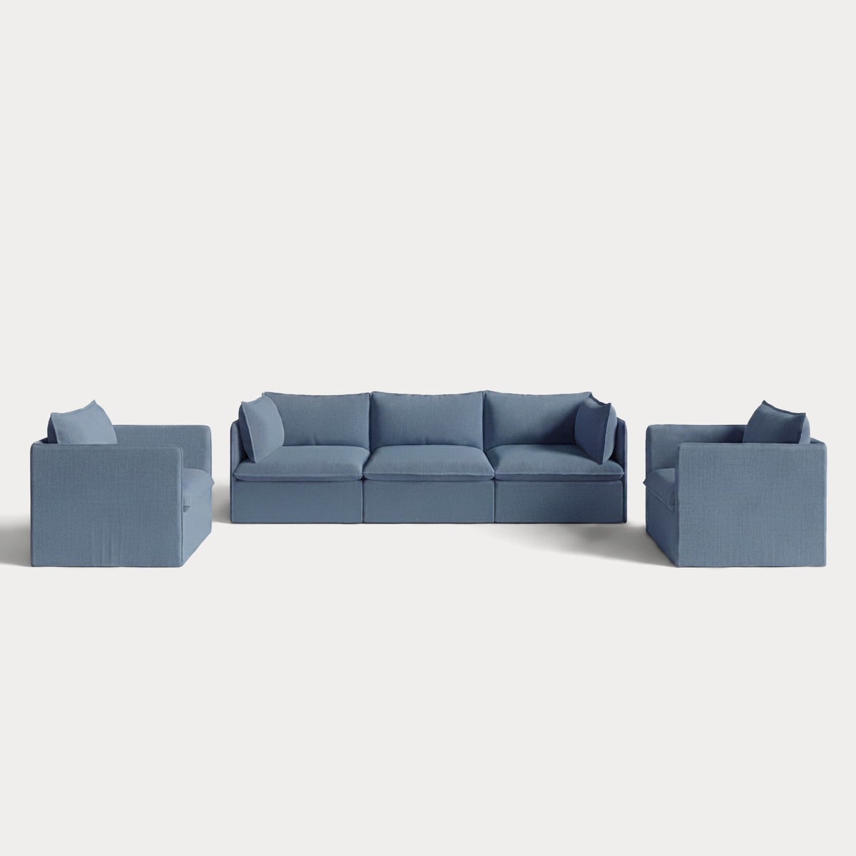 Modular Outdoor Washable 3-Seater Sofa + Armchair Set | Classic Canvas in Ocean