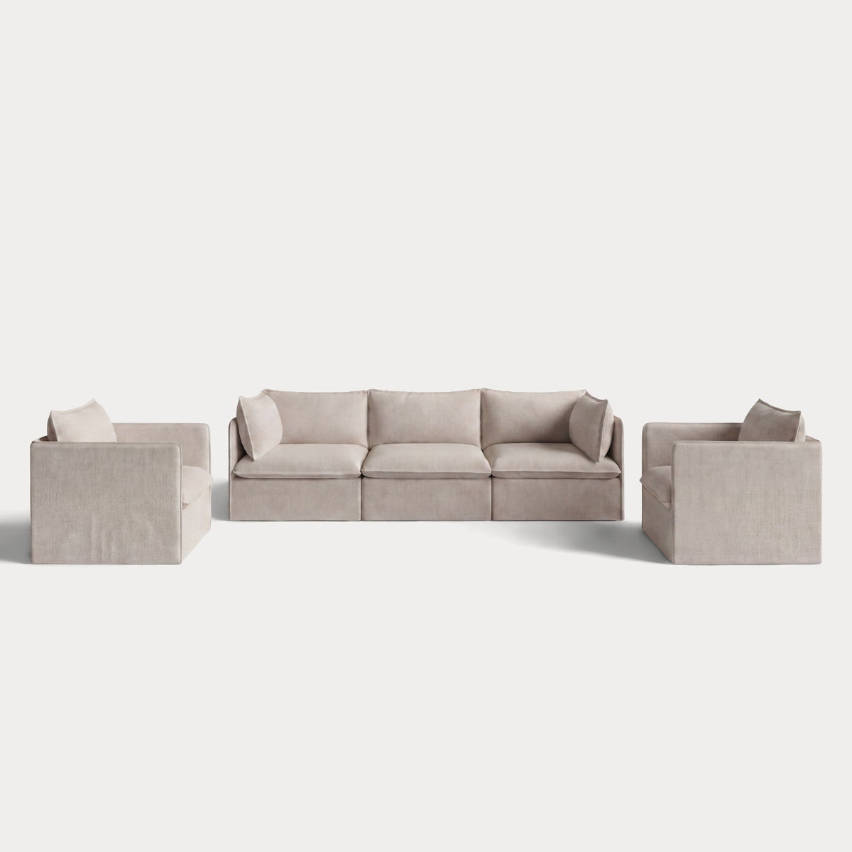 Modular Outdoor Washable 3-Seater Sofa + Armchair Set | Classic Canvas in Sand