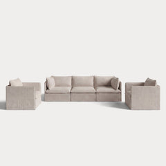 Modular Outdoor Washable 3-Seater Sofa + Armchair Set | Classic Canvas in Sand