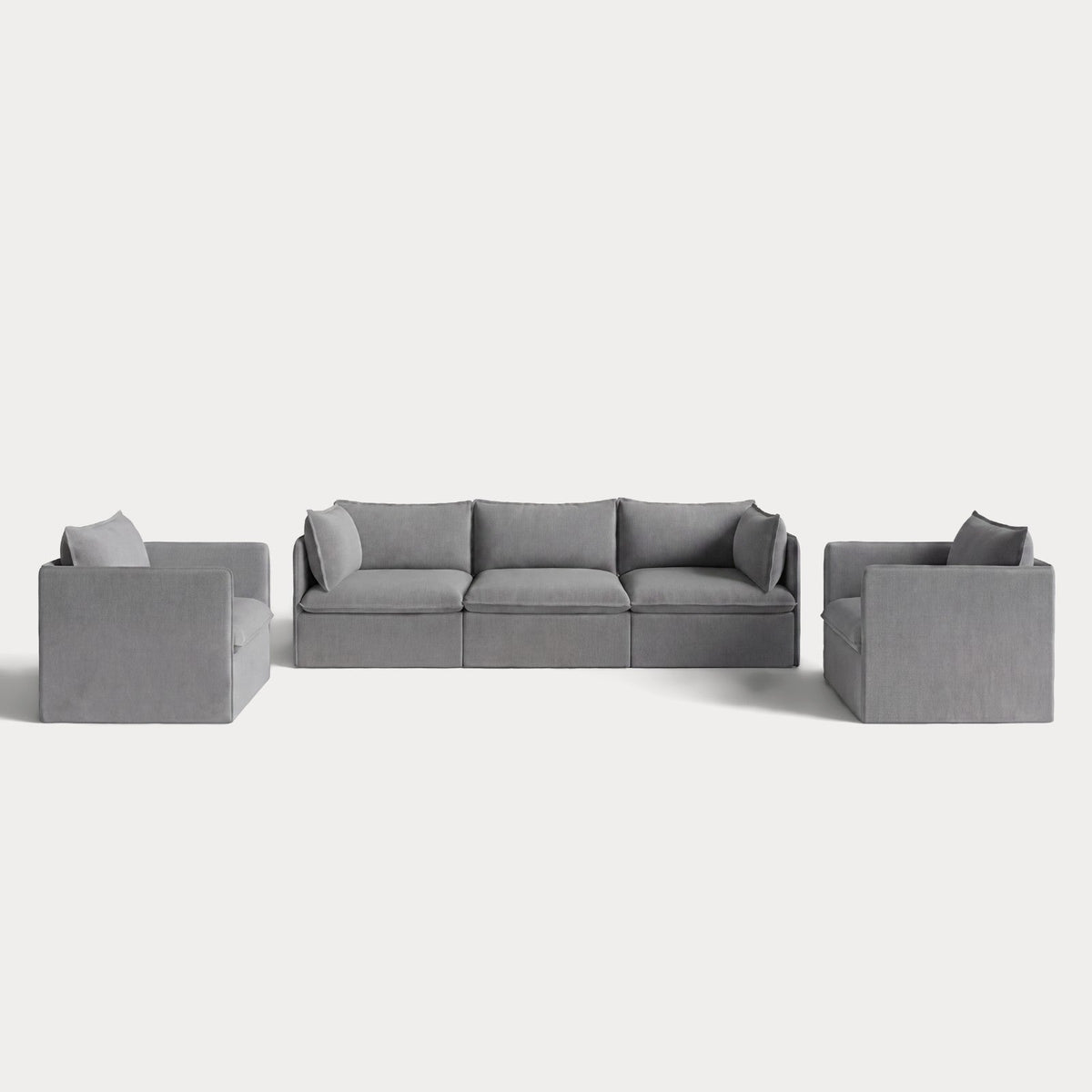 Modular Outdoor Washable 3-Seater Sofa + Armchair Set | Classic Canvas in Stone Gray