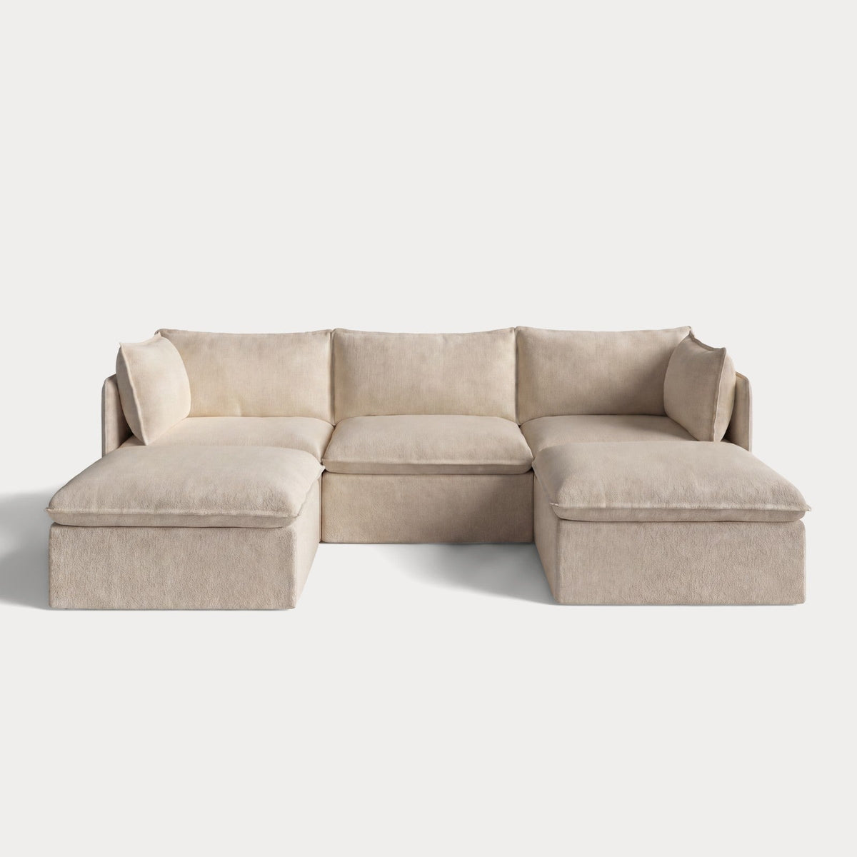 Modular Outdoor Washable 3-Seater U-Sectional | Alfresco Boucle in Cashew