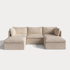 Modular Outdoor Washable 3-Seater U-Sectional | Alfresco Boucle in Cashew