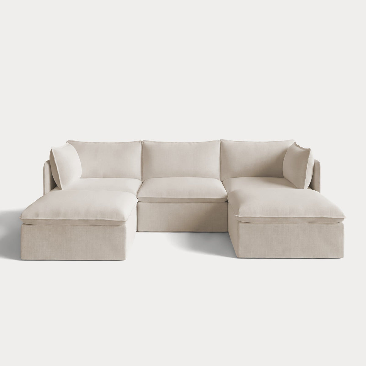 Modular Outdoor Washable 3-Seater U-Sectional | Nano Slubweave in Chai