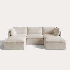 Modular Outdoor Washable 3-Seater U-Sectional | Nano Slubweave in Chai