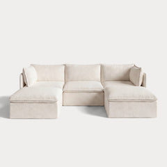 Modular Outdoor Washable 3-Seater U-Sectional | Alfresco Boucle in Creme