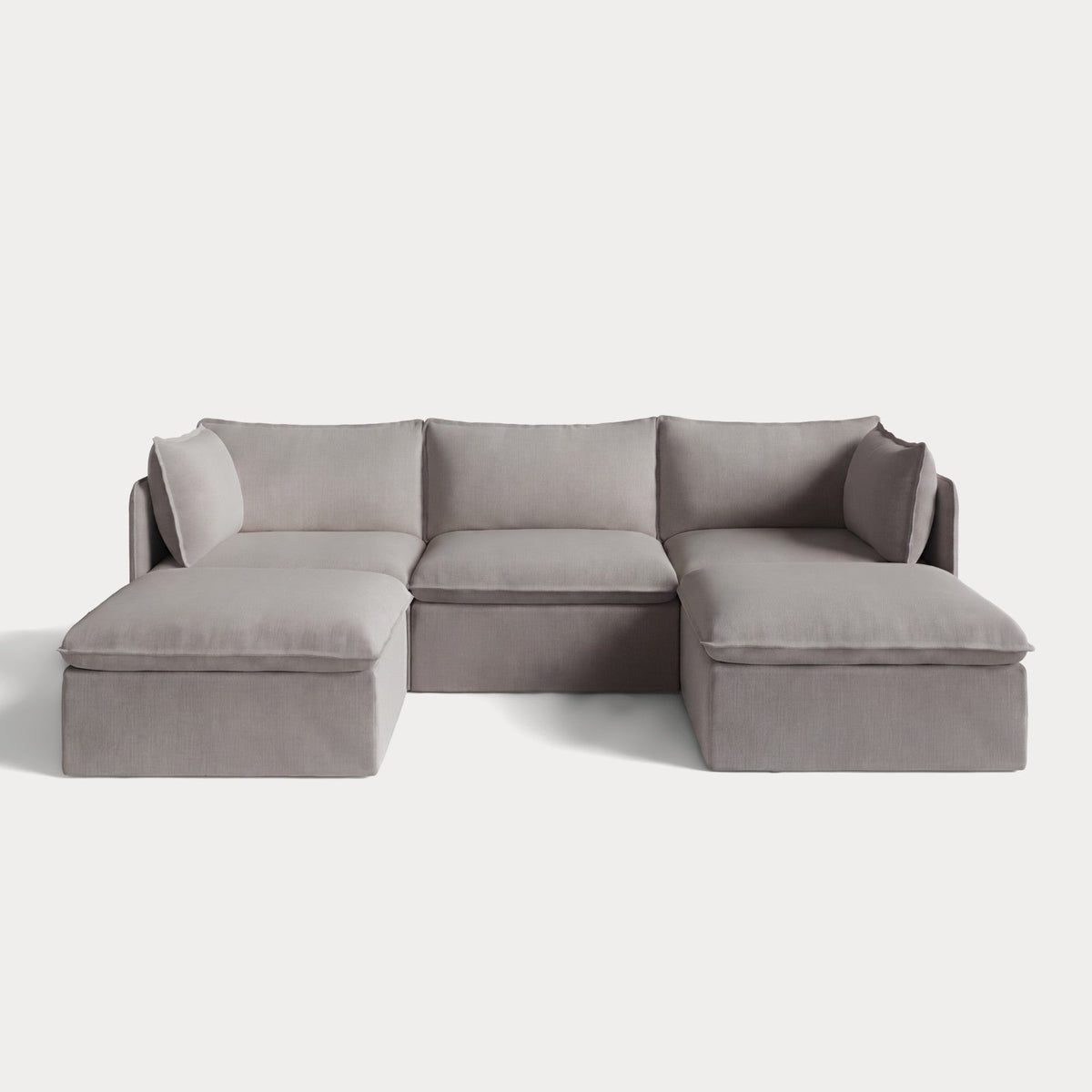 Modular Outdoor Washable 3-Seater U-Sectional | Nano Slubweave in Haze Gray