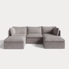 Modular Outdoor Washable 3-Seater U-Sectional | Nano Slubweave in Haze Gray