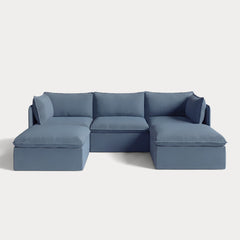 Modular Outdoor Washable 3-Seater U-Sectional | Classic Canvas in Ocean