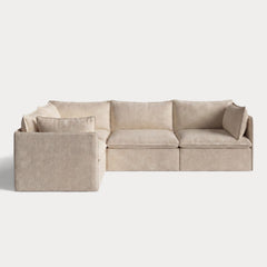 Modular Outdoor Washable 4-Seater Corner Sectional | Alfresco Boucle in Cashew